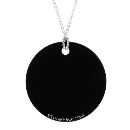 Tiffany Sterling Silver Black Bone Notes Round Pendant Necklace 5 of 5