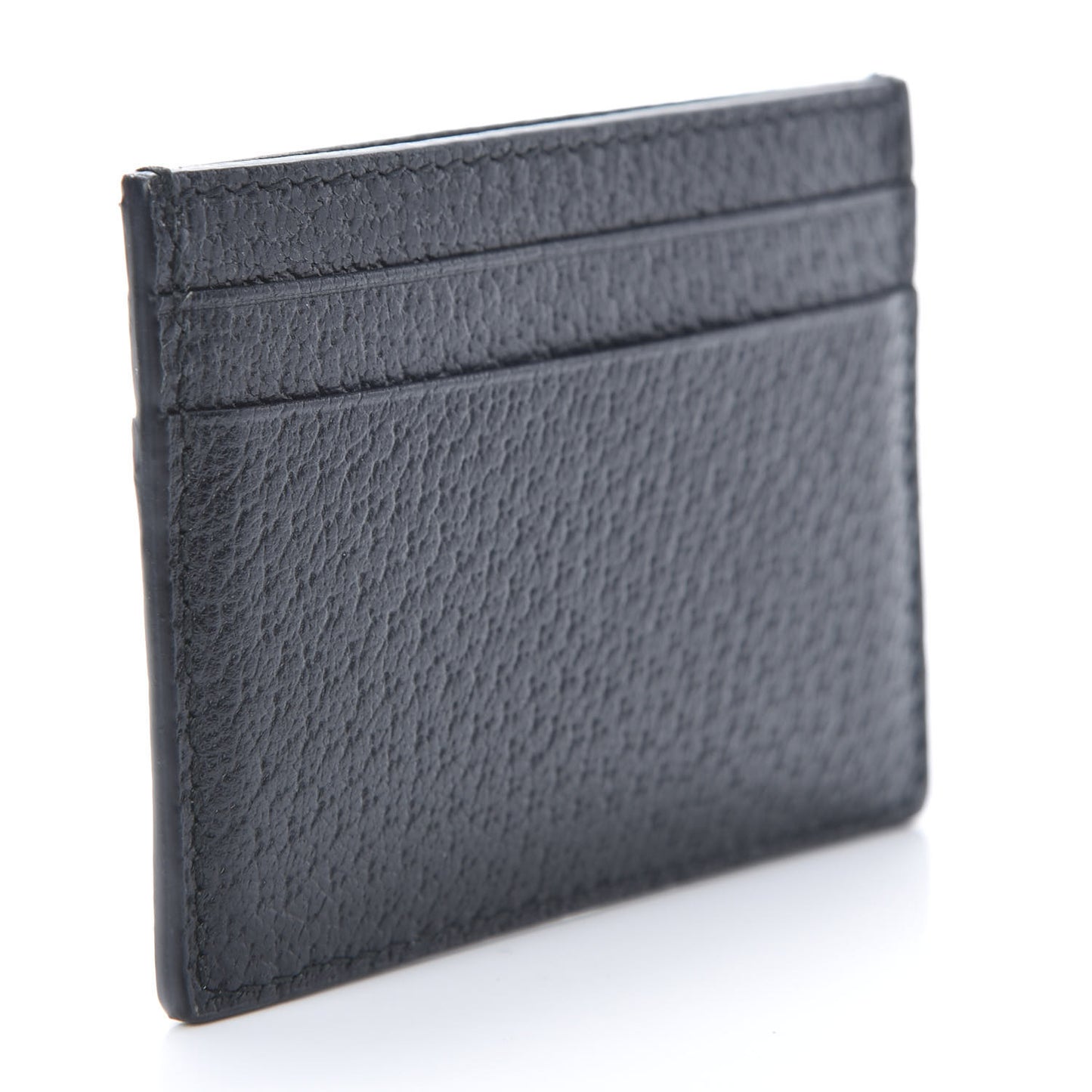 Pebbled Calfskin Animalier Card Holder Black