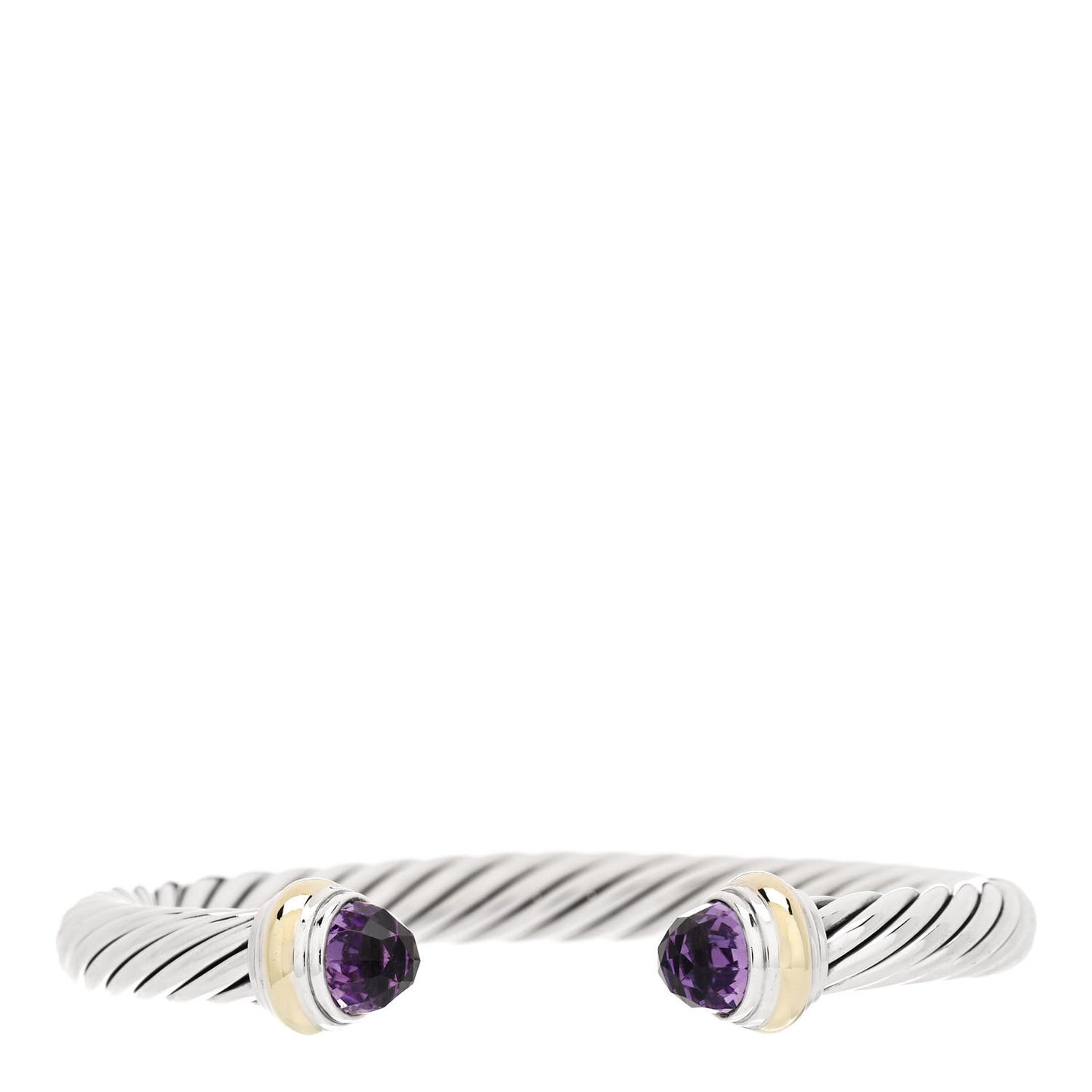 Sterling Silver 14K Yellow Gold Amethyst 7mm Cable Classics Bracelet