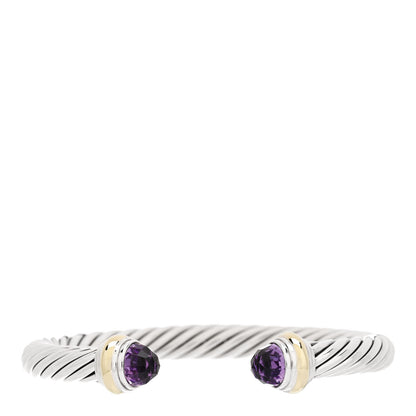 David Yurman Sterling Silver 14K Yellow Gold Amethyst 7mm Cable Classics Bracelet 1 of 3