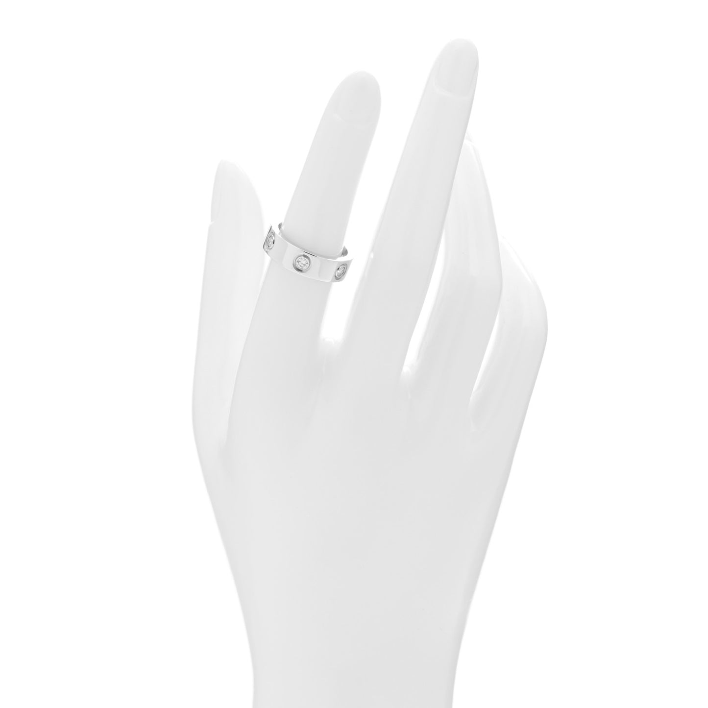 18K White Gold 6 Diamond 5.5mm LOVE Ring 51 5.75