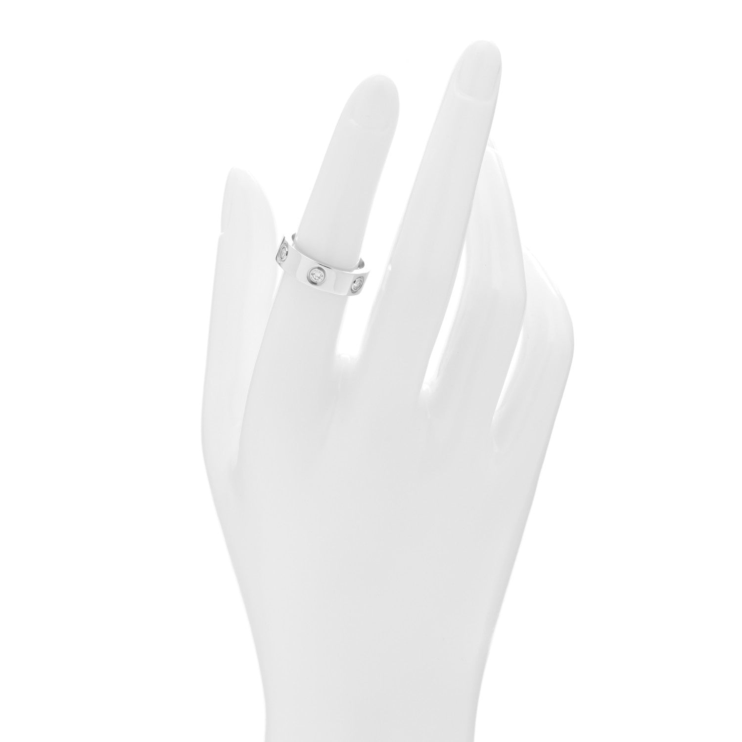 Cartier 18K White Gold 6 Diamond 5.5mm LOVE Ring 51 5.75 2 of 4