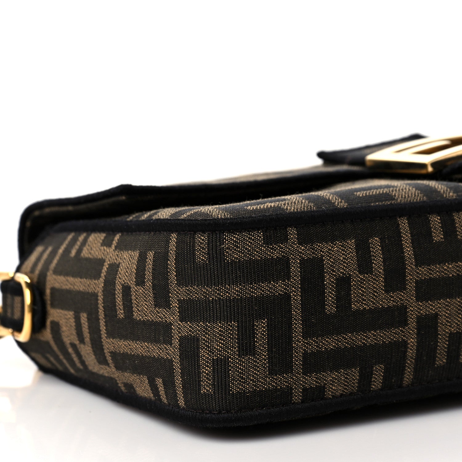 Fendi Fabric Jacquard FF 1974 Medium Baguette Tobacco Moro Black 7 of 8
