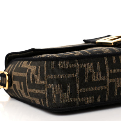 Fendi Fabric Jacquard FF 1974 Medium Baguette Tobacco Moro Black 7 of 8
