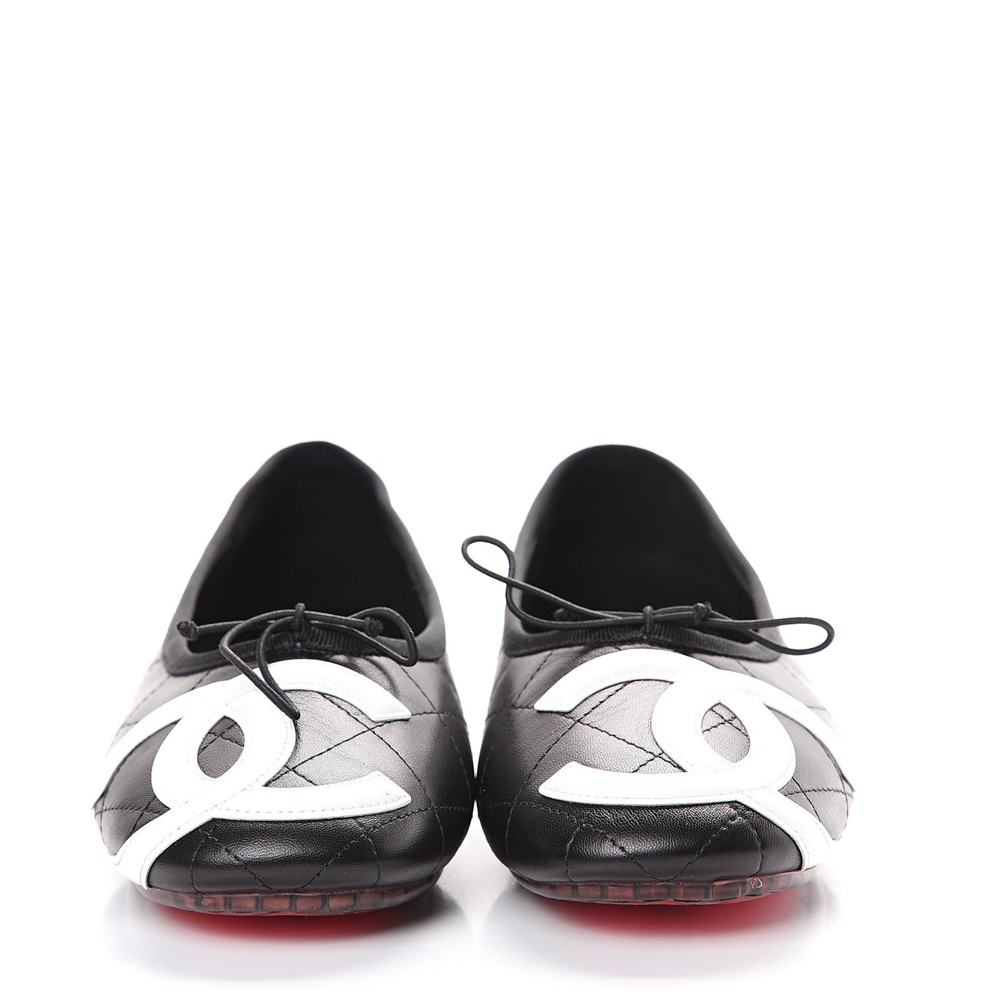 Lambskin Cambon Quilted Ballerina Flats 38.5 Black