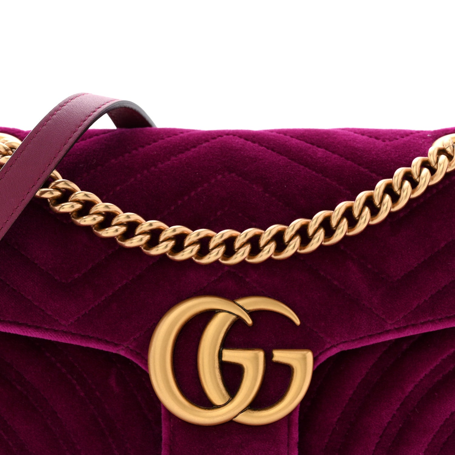 Gucci Velvet Matelasse Small GG Marmont Shoulder Bag Fuchsia Violet Cyclamen 8 of 10