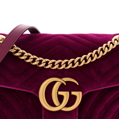 Gucci Velvet Matelasse Small GG Marmont Shoulder Bag Fuchsia Violet Cyclamen 8 of 10