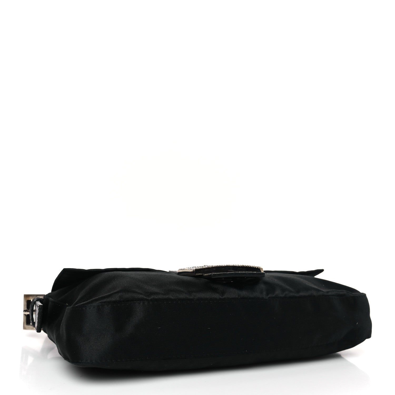 Fendi Satin Lizard Crystal Baguette Black 4 of 10