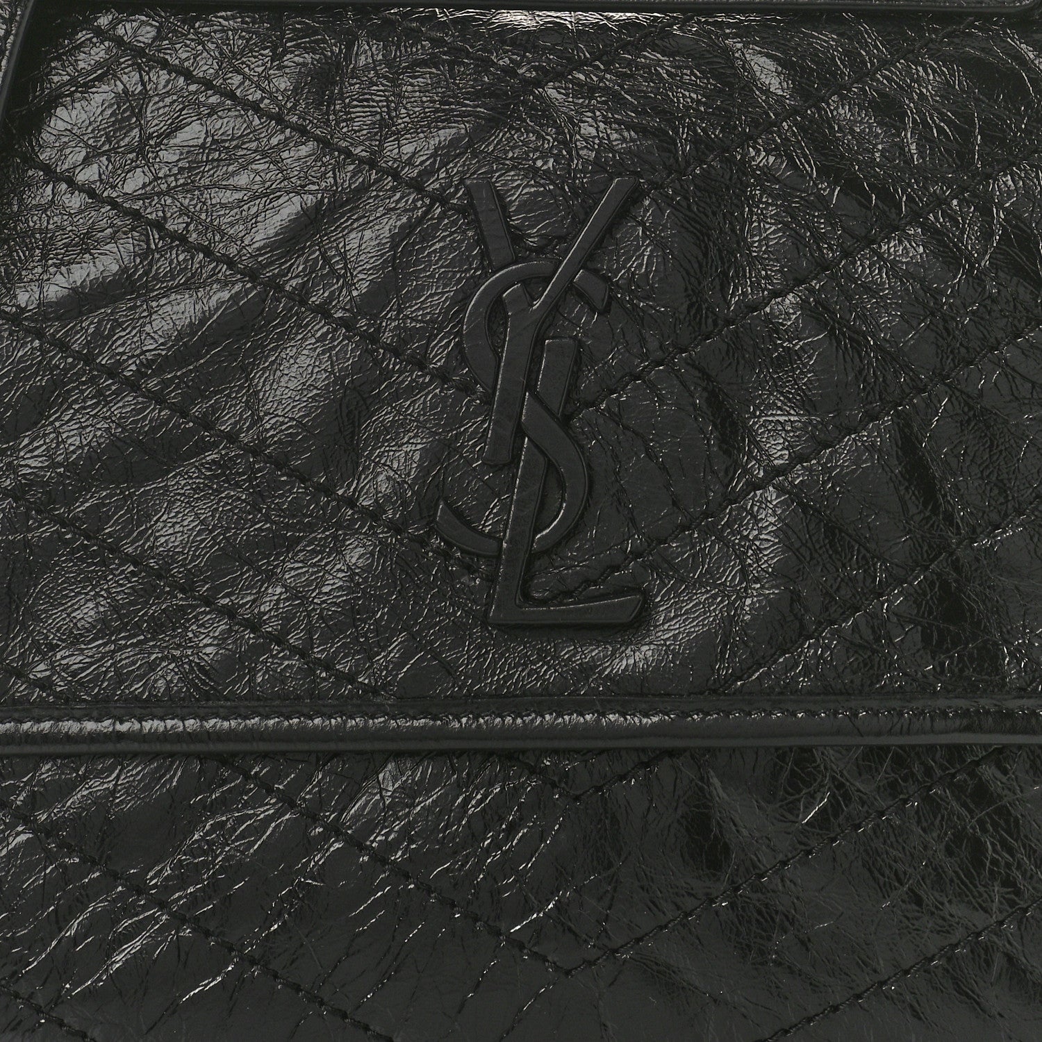 Saint Laurent Crinkled Calfskin Matelasse Monogram Medium Niki Chain Satchel Black 7 of 10