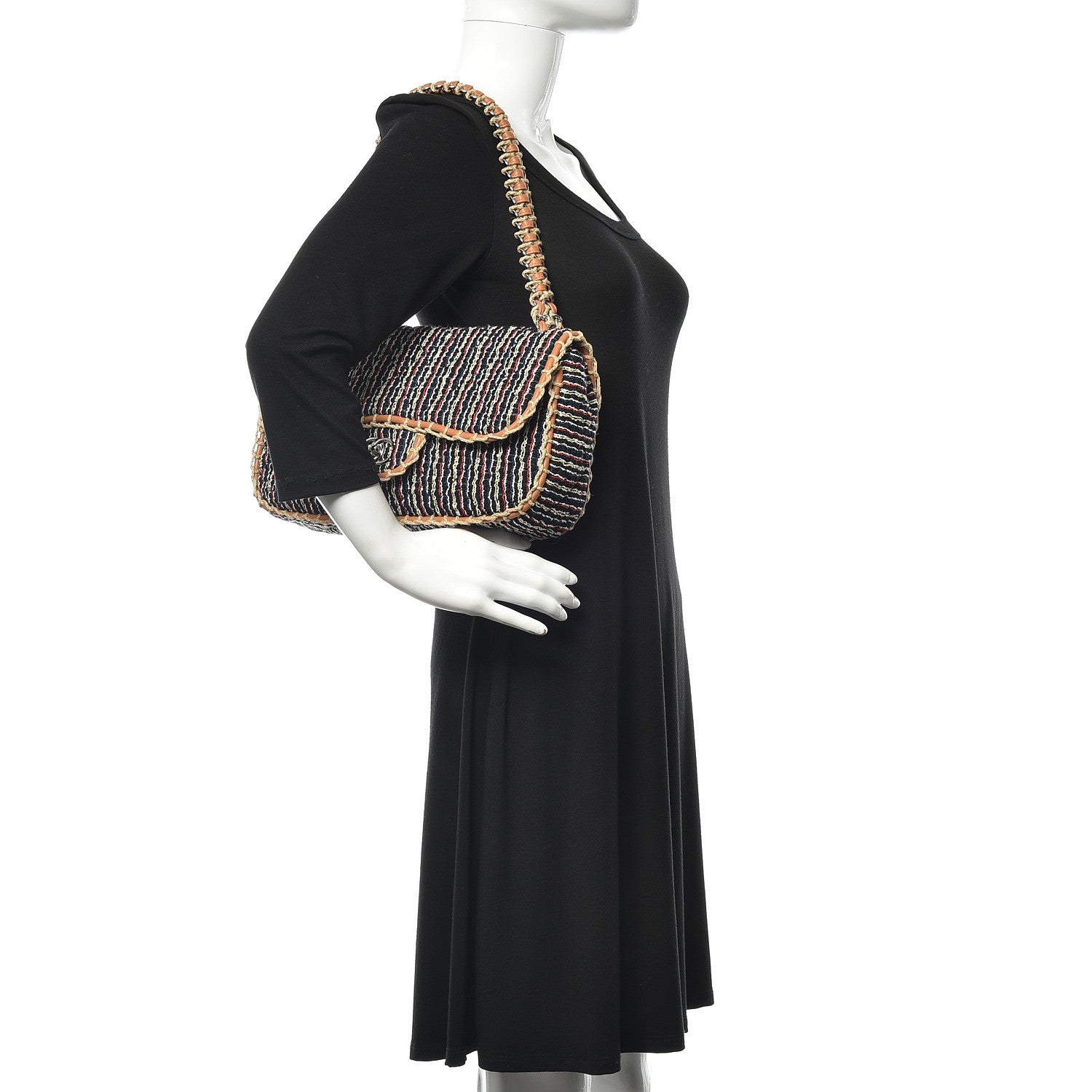 Chanel Tweed Woven Single Flap Brown Multicolor 2 of 10