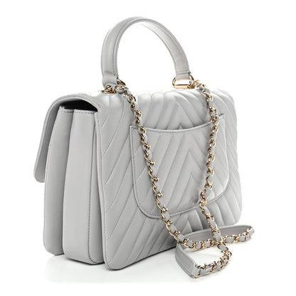 Chanel Lambskin Chevron Quilted Medium Trendy CC Dual Handle Flap Bag Grey 3 of 10