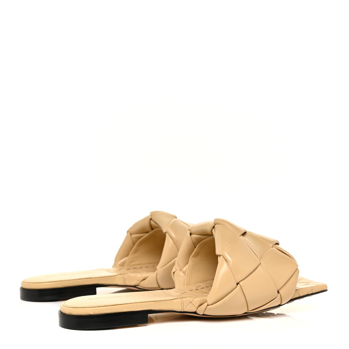Nappa Maxi Intrecciato Lido Flat Sandals 38 Cane Sugar