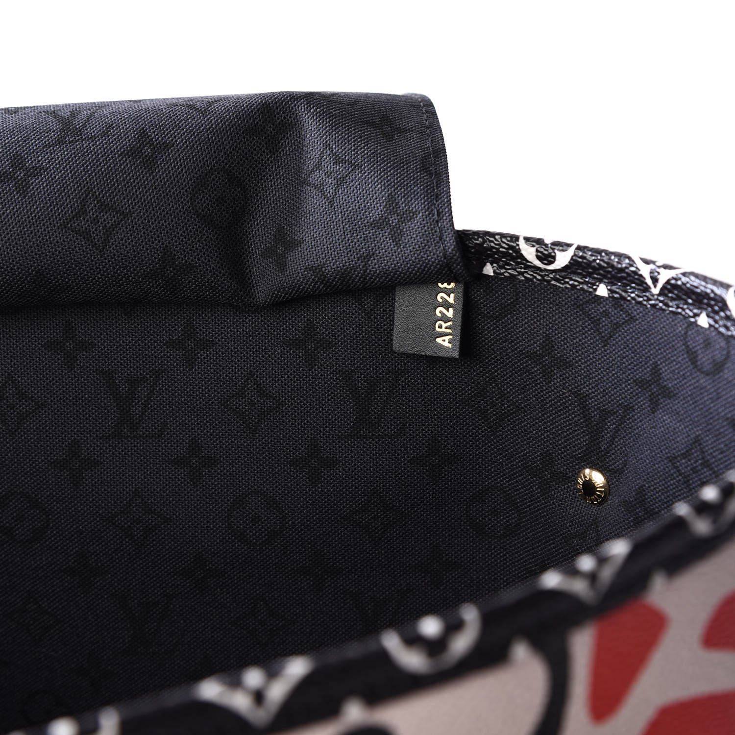 Louis Vuitton Monogram Giant Crafty Neverfull MM Creme Rouge Black 10 of 11