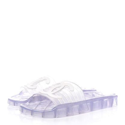 Chanel PVC Transparent CC Flat Slide Sandals 40 White 3 of 9