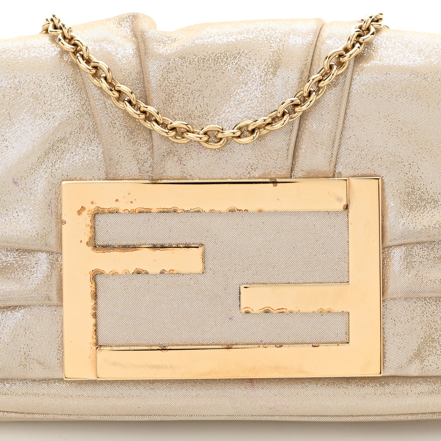 Fendi Metallic Calfskin Mia Pochette Beige 8 of 14