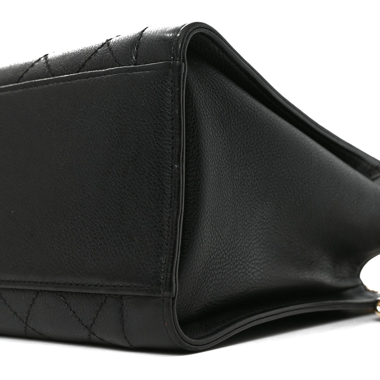 Goatskin Hip East West Shoulder Bag Black