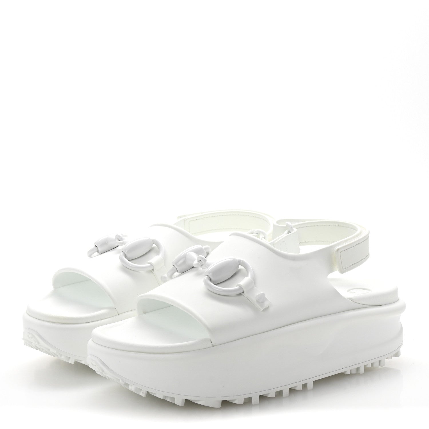 Gucci Soft Rubber Horsebit Touch Womens Strapped Sandals 37 Great White 4 of 9