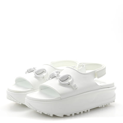 Gucci Soft Rubber Horsebit Touch Womens Strapped Sandals 37 Great White 4 of 9