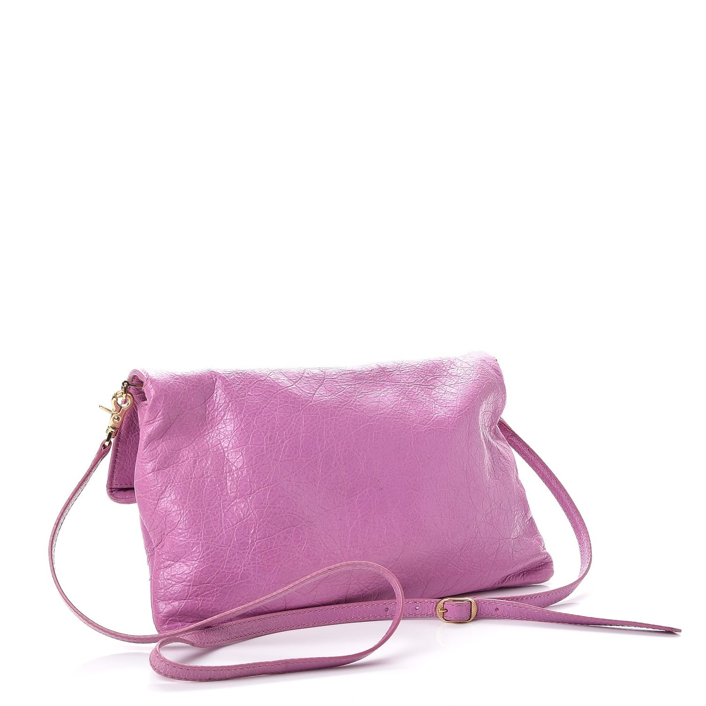 Agneau Giant 12 Gold Hardware Envelope Strap Clutch Rose Berlingot