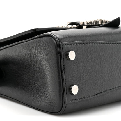 Jimmy Choo Calfskin Crystal Small Cheri Top Handle Bag Black 9 of 13