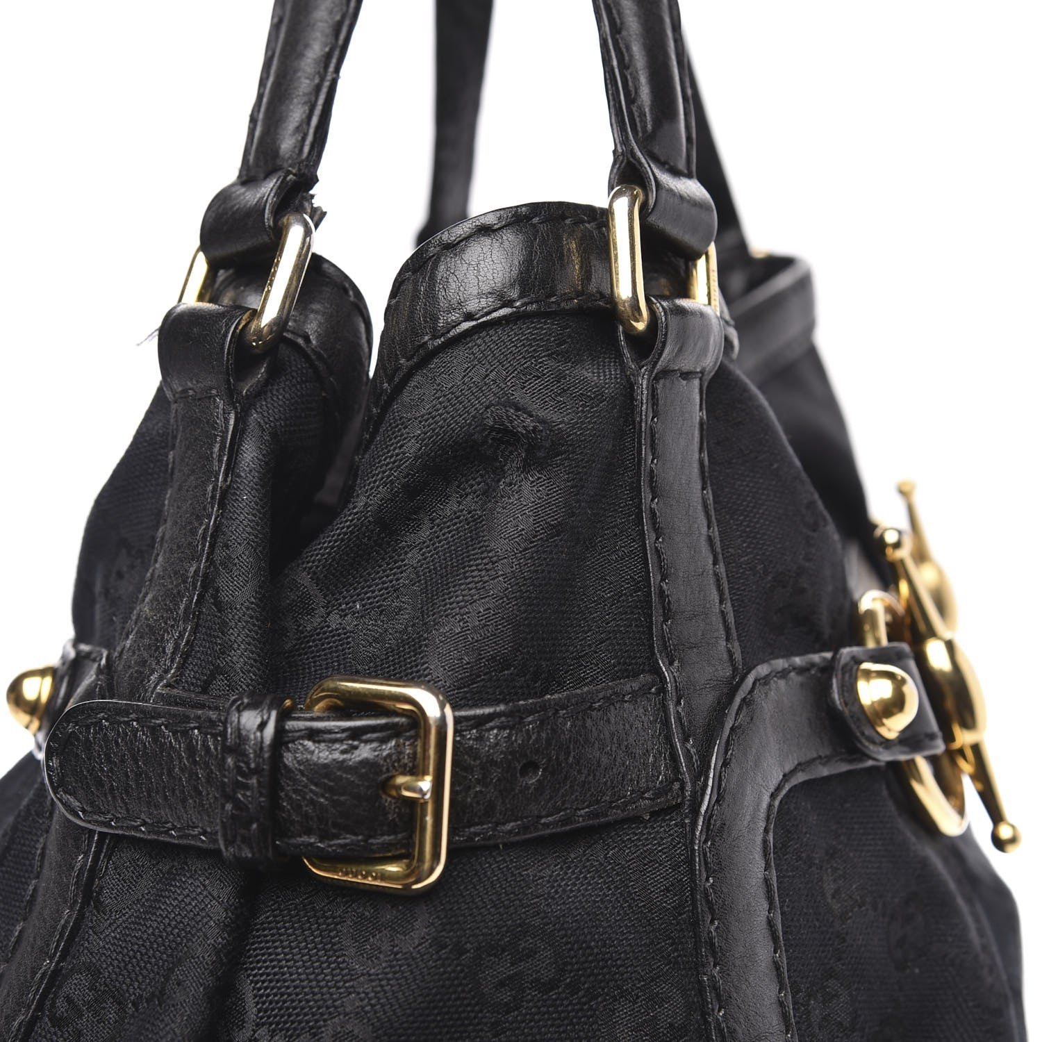 Gucci Monogram Medium Jockey Tote Black 14 of 17