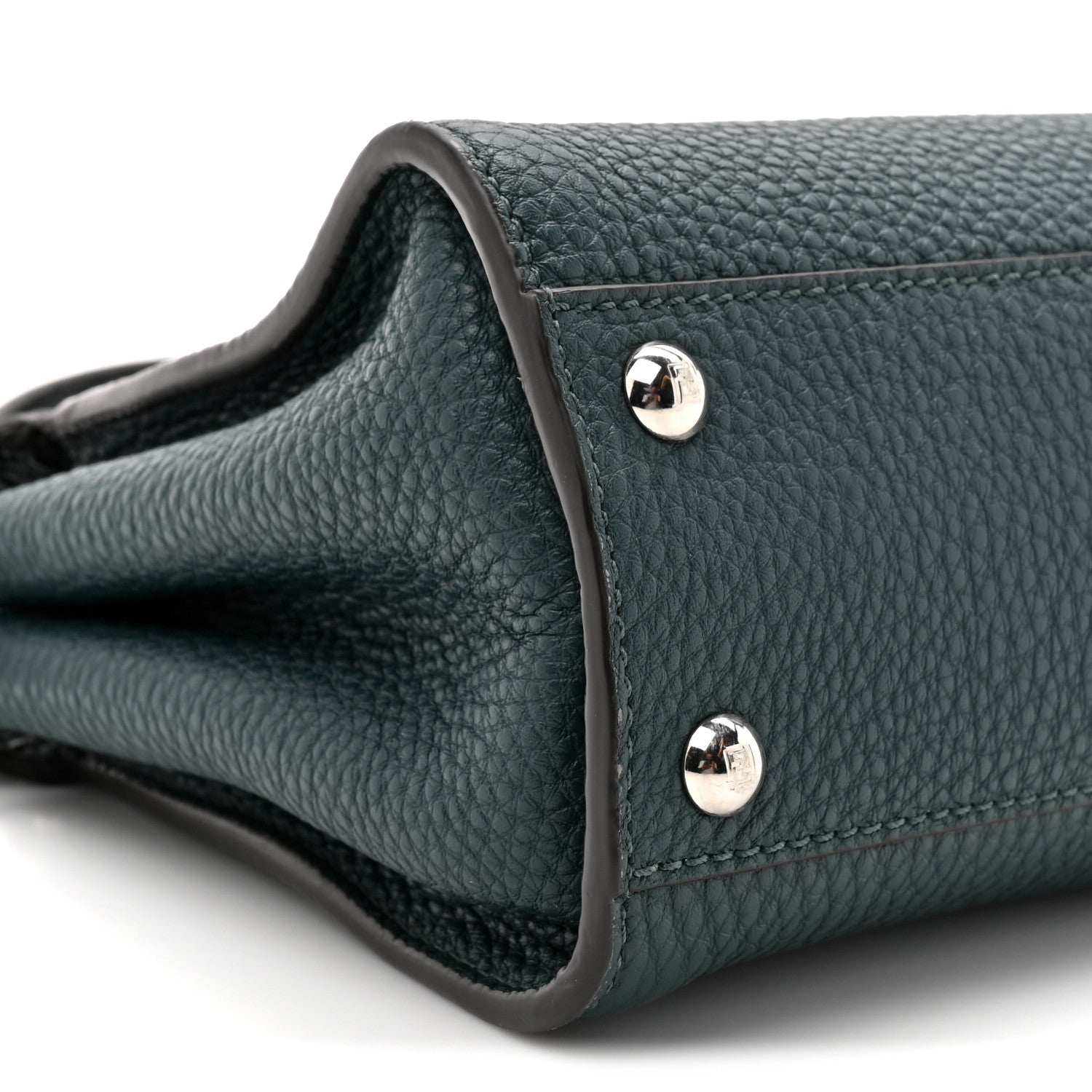 Fendi Cuoio Roma Sellerissima Nappa Sintetica Tape Stitch Snakeskin Mini Peekaboo Iconic Satchel Green 11 of 11