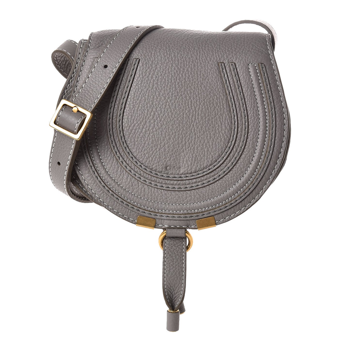 Calfskin Mini Marcie Round Crossbody Bag Cashmere Grey