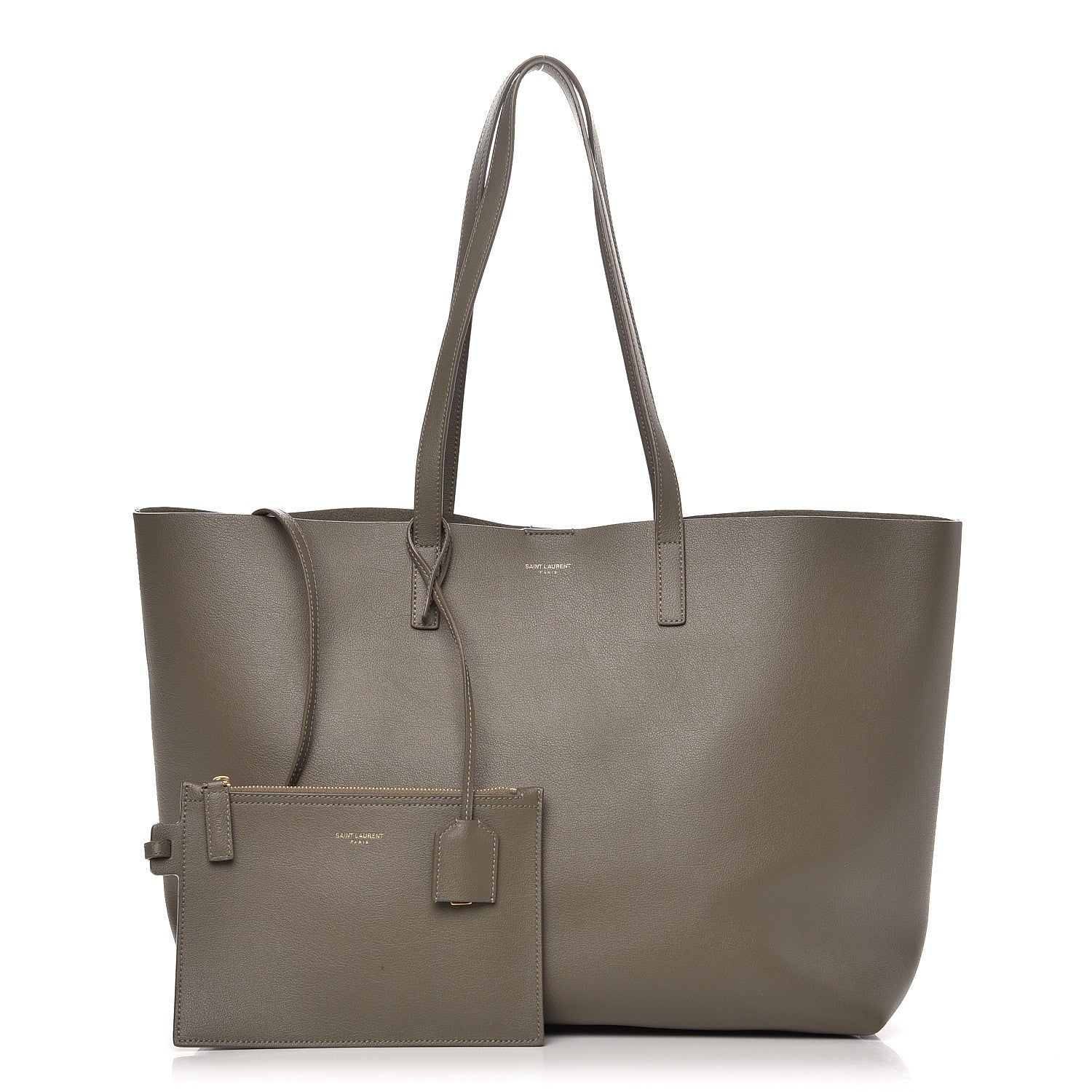 Saint Laurent Calfskin Large Shopping Tote Kaki Militaire 3 of 10