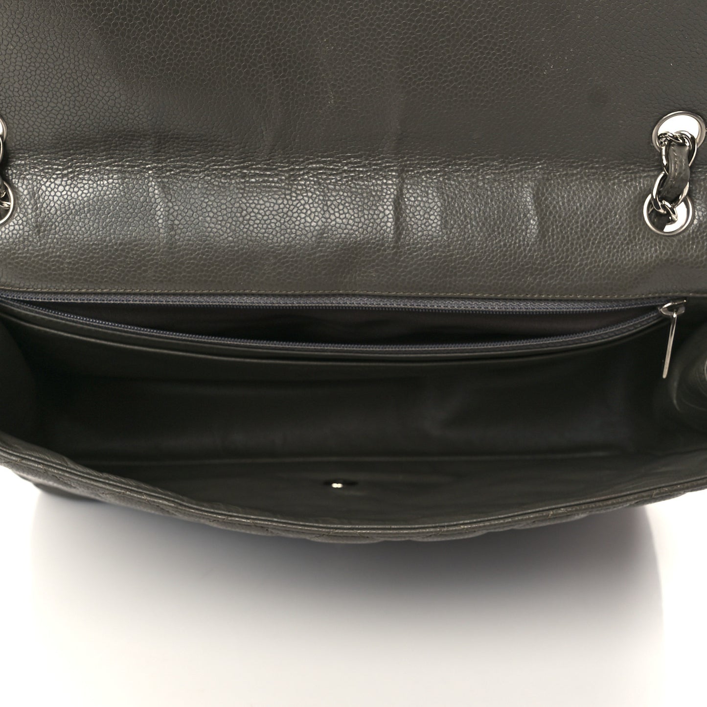 Caviar Quilted Maxi Single Flap Grey