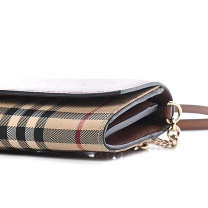 Burberry Calfskin Horseferry Check Henley Wallet On Chain Tan 8 of 14