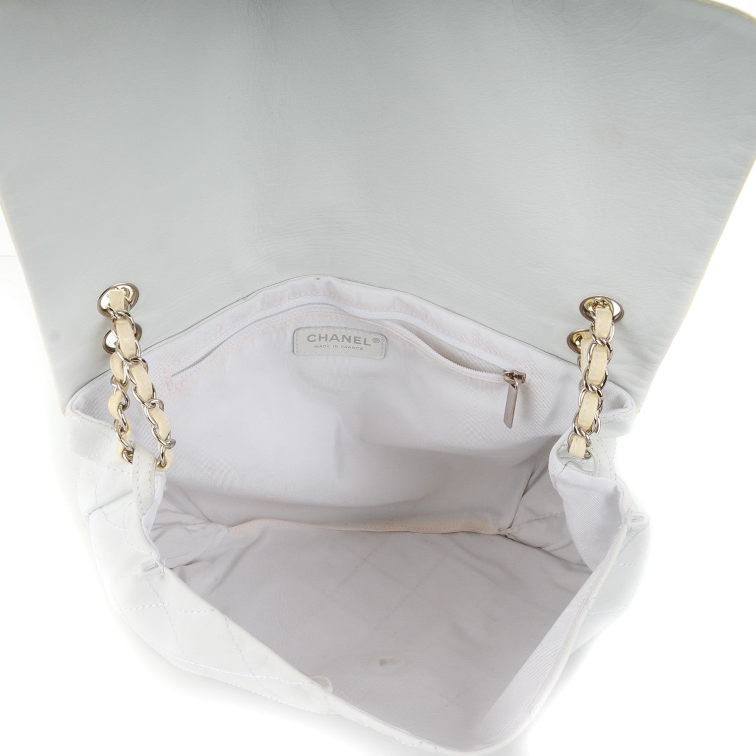 Chanel Patent Calfskin Stitched Shoulder To Shoulder Flap Hobo White 6 of 9