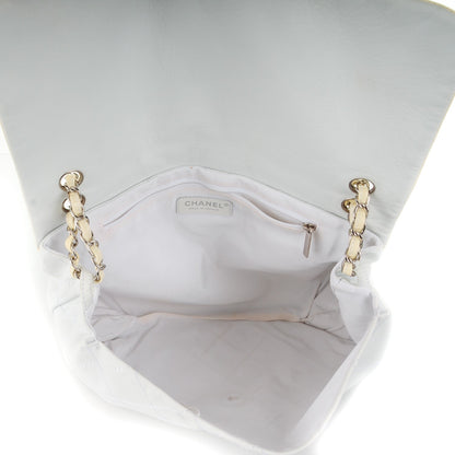 Chanel Patent Calfskin Stitched Shoulder To Shoulder Flap Hobo White 6 of 9