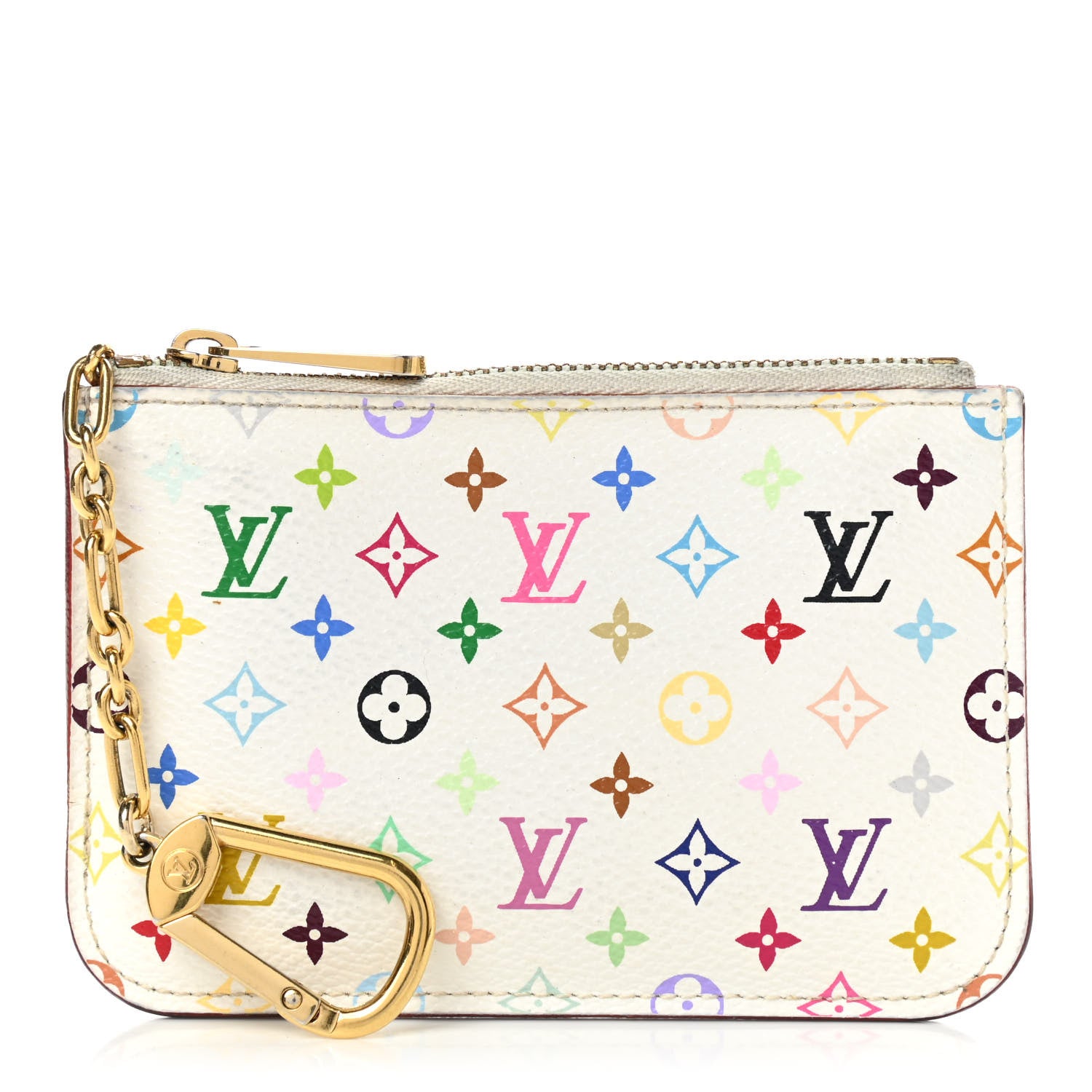 Louis Vuitton Monogram Multicolor Key Pouch White Litchi 1 of 11