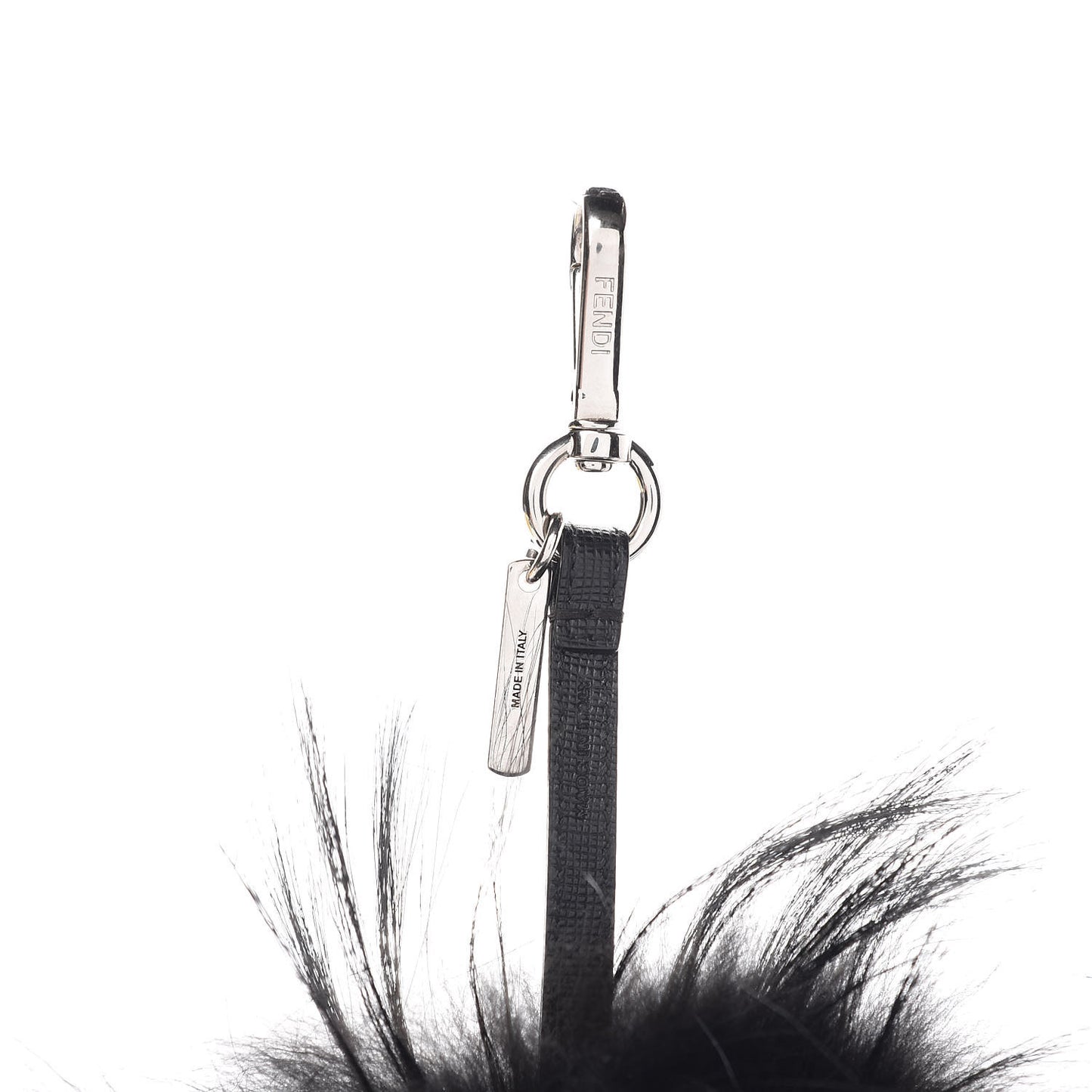 Vitello Elite Fox Fur Fusto Monster Bag Bug Charm Black Yellow