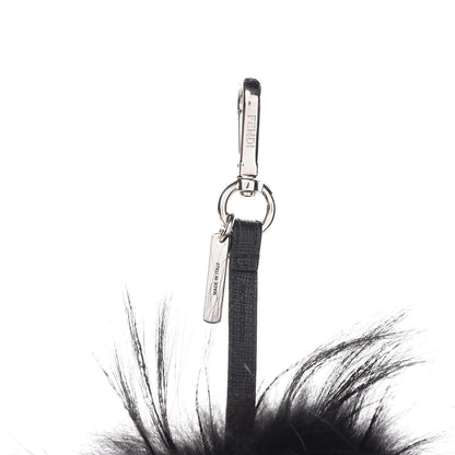 Fendi Vitello Elite Fox Fur Fusto Monster Bag Bug Charm Black Yellow 4 of 5