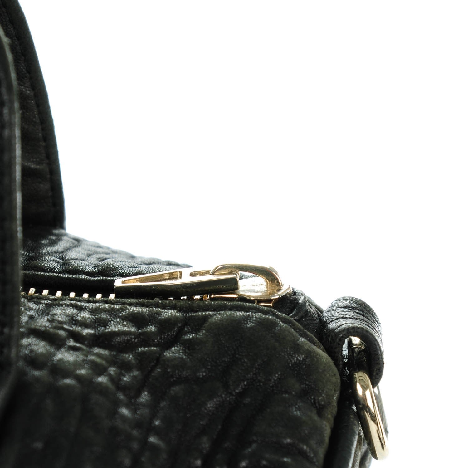 Alexander Wang Pebbled Lambskin Rocco Duffel Black Pale Gold Hardware 9 of 14