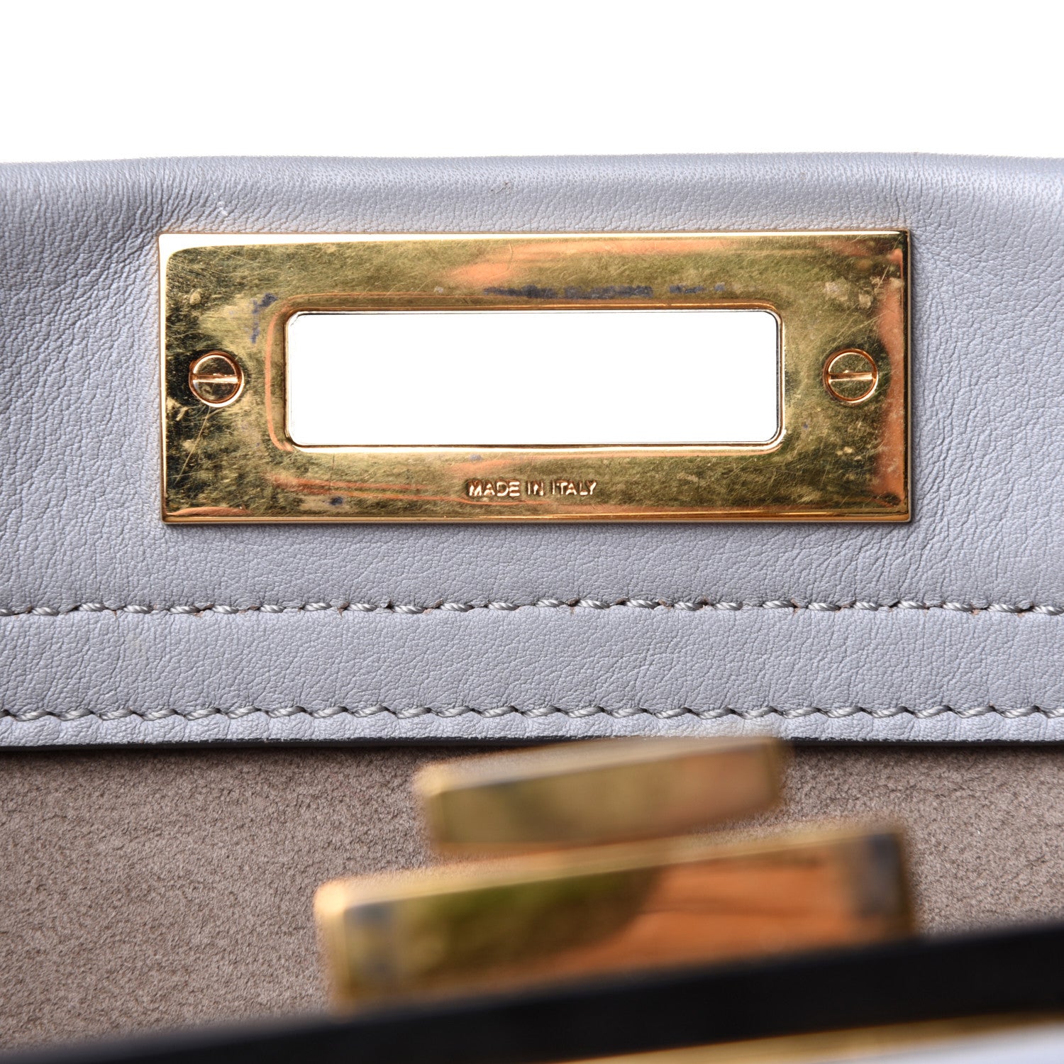Fendi Vitello Seta Shiny Nappa Medium Peekaboo Iconic Satchel Ardesia Amido 6 of 15