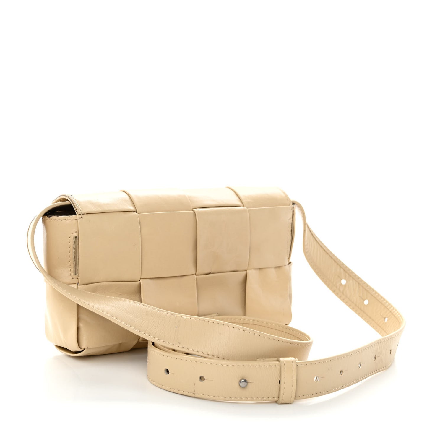 Paper Calfskin Intrecciato Cassette Belt Bag Porridge
