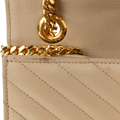 Saint Laurent Grain De Poudre Matelasse Chevron Large Monogram Satchel Dark Beige 12 of 13