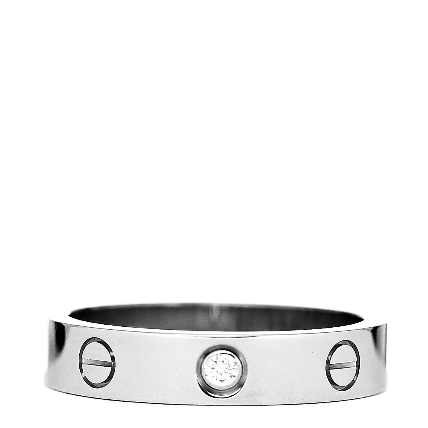 18K White Gold Diamond 4mm LOVE Wedding Band Ring 53 6.25