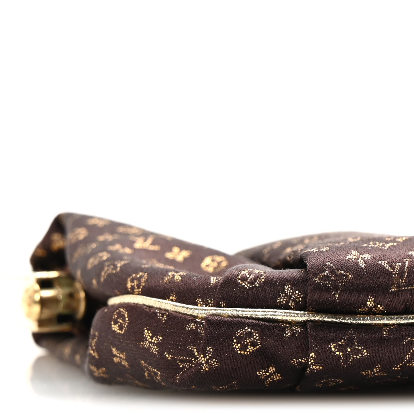 Satin Monogram Aumoniere Clutch Brown
