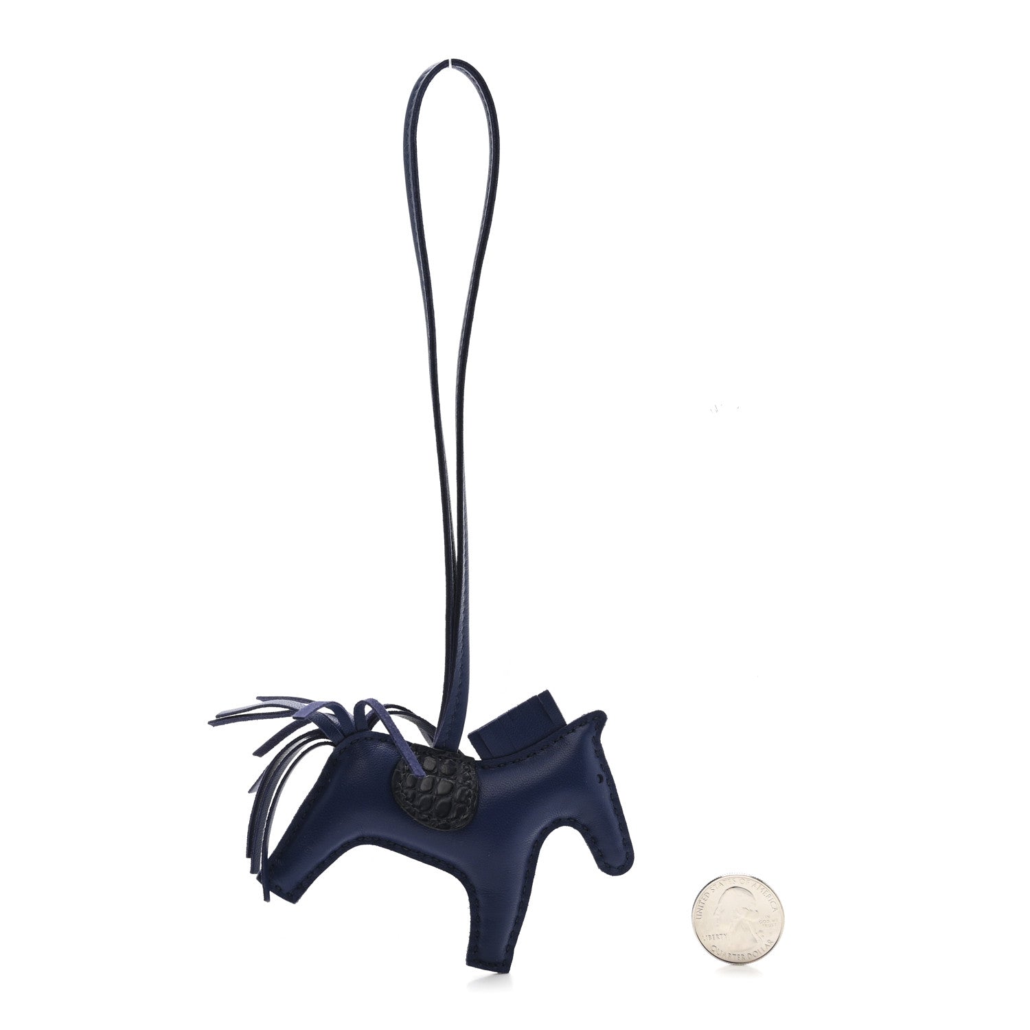 Hermes Milo Lambskin Matte Alligator Touch Grigri Rodeo Horse Bag Charm PM Bleu Saphir Marine 2 of 5
