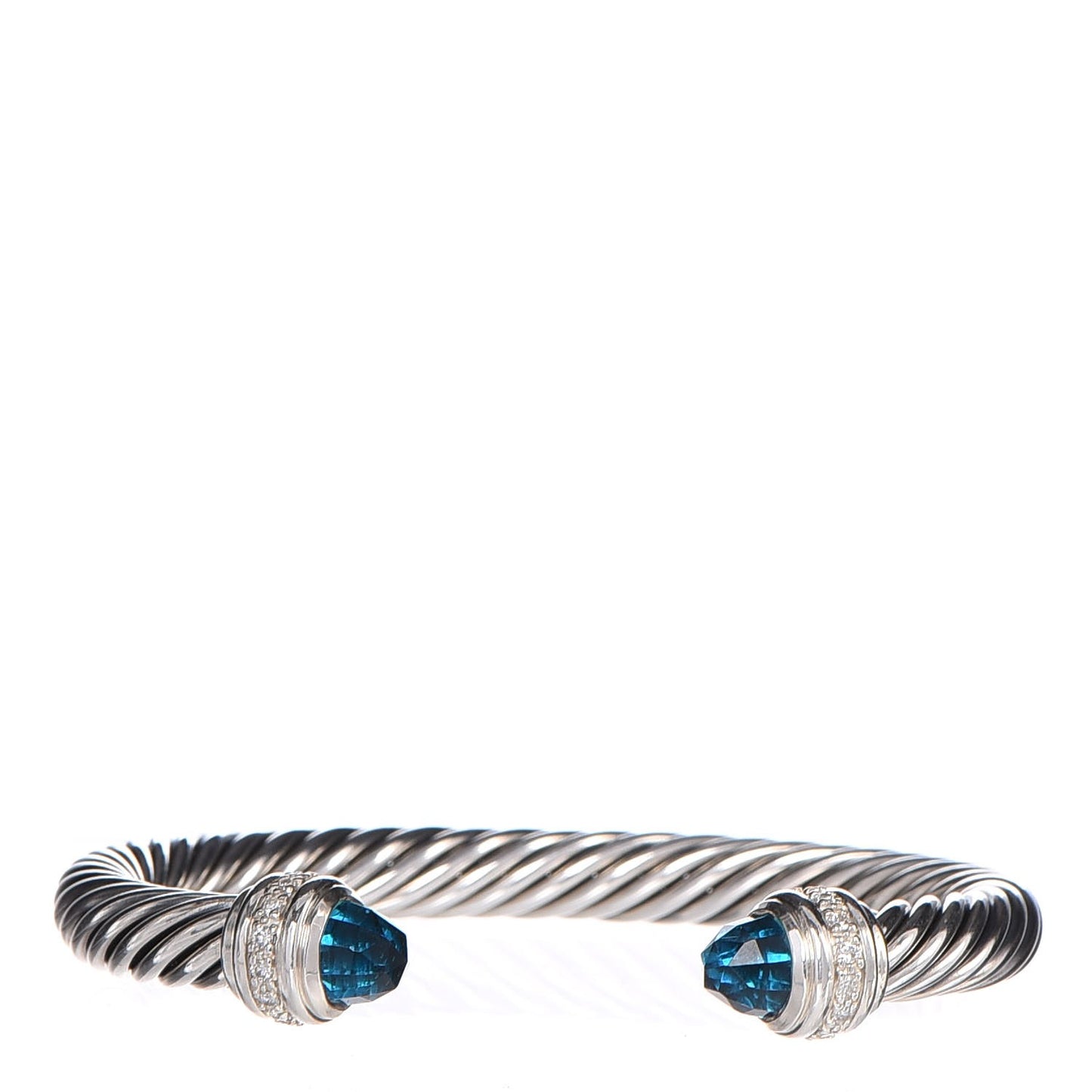 Sterling Silver Diamond Hampton Blue Topaz 7mm Cable Classics Bracelet