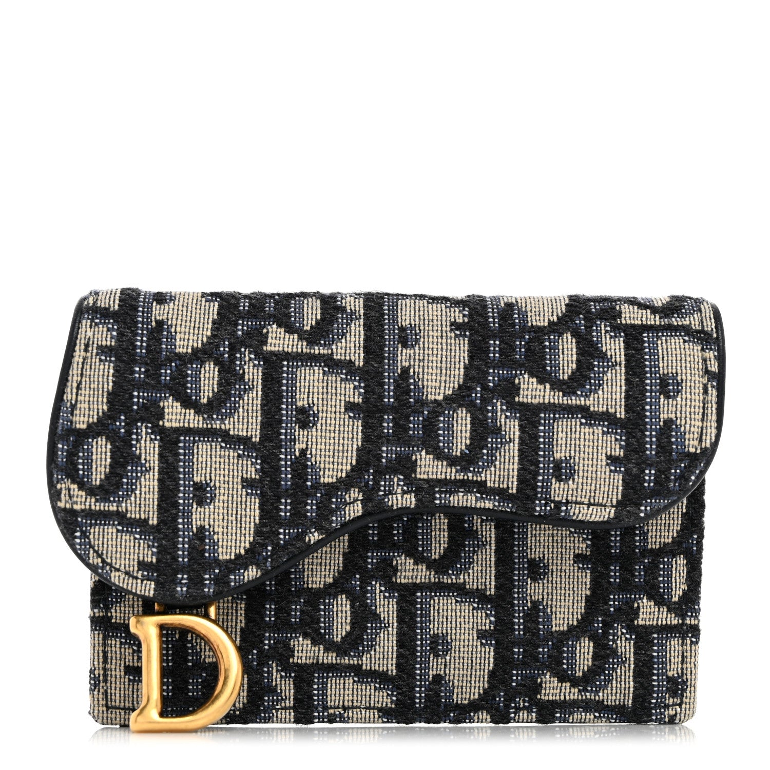 Christian Dior Oblique Saddle Card Holder Blue 1 of 8