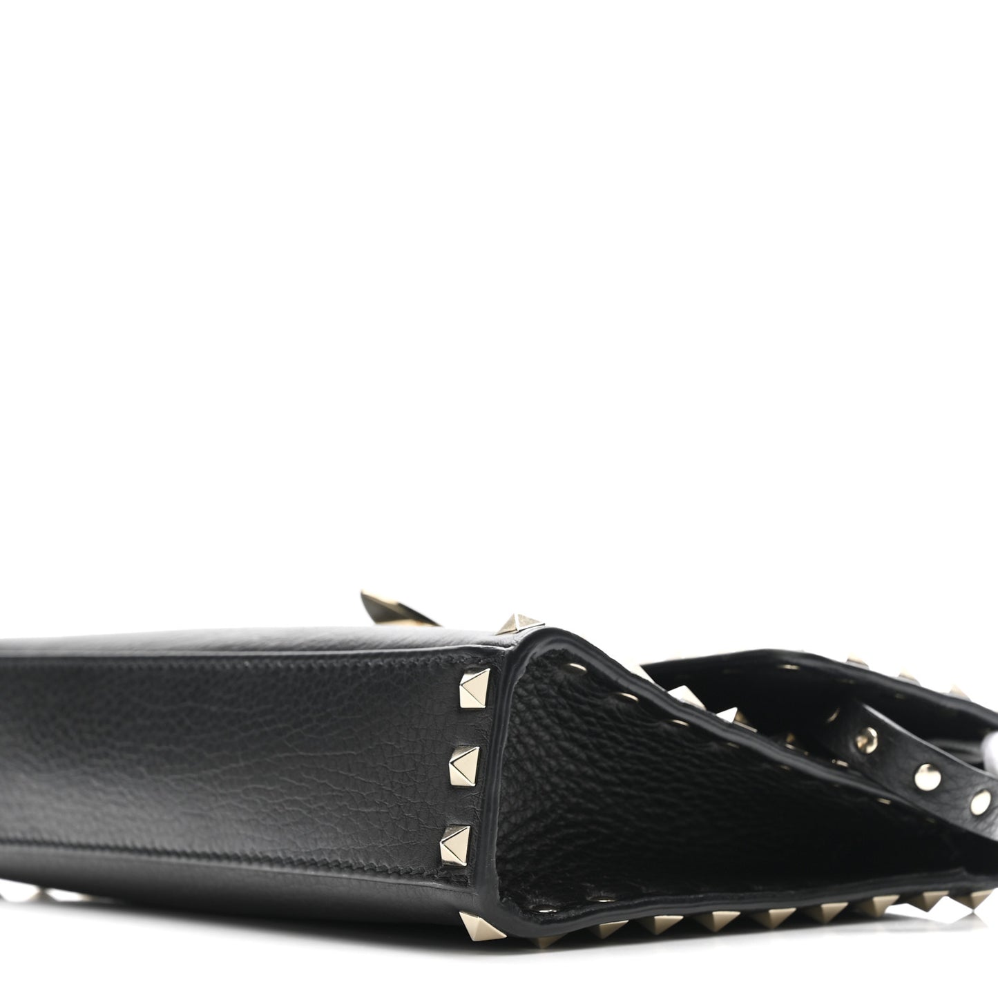 Pebbled Calfskin Medium Rockstud Flip Lock Crossbody Bag Black