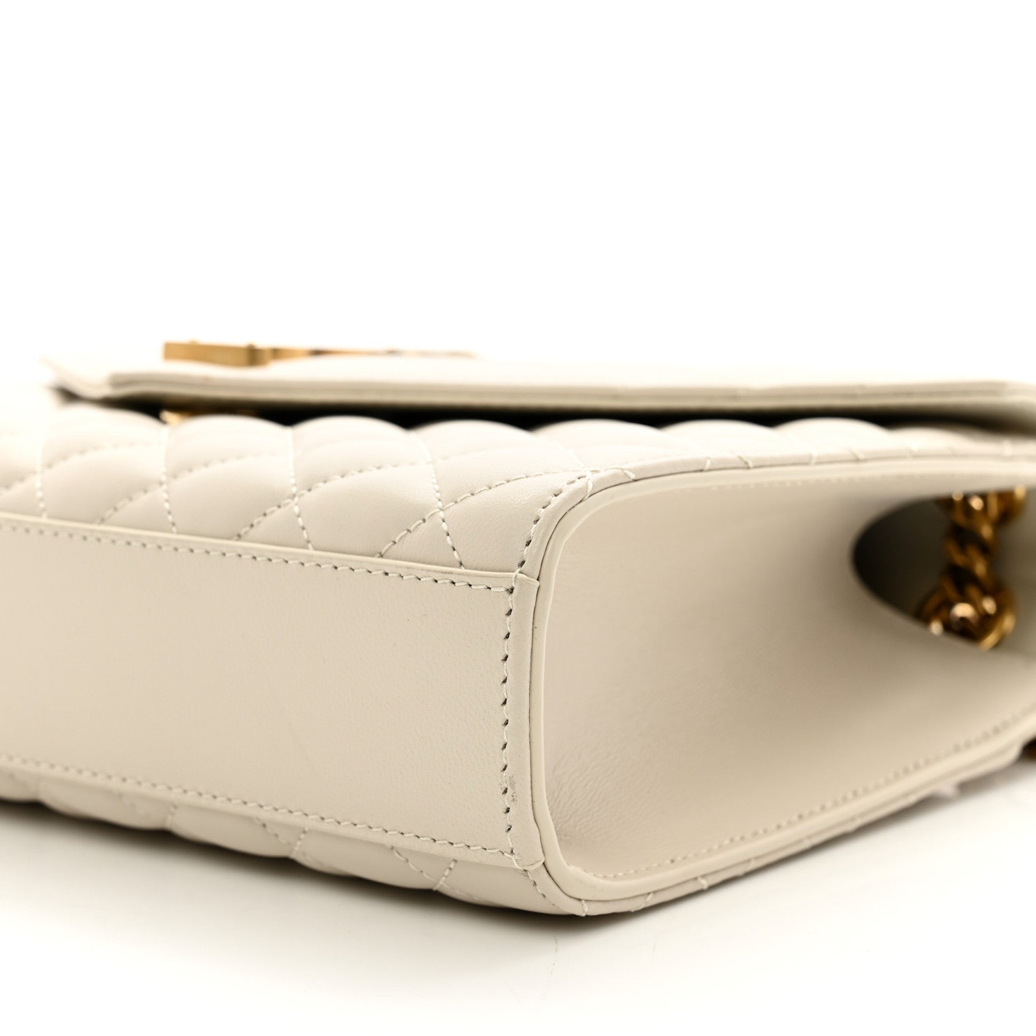 Saint Laurent Lambskin Mixed Matelasse Triquilt Medium Monogram Satchel Blanc Vintage 10 of 10