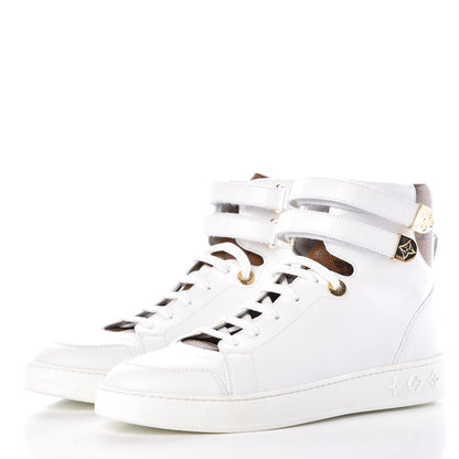 Louis Vuitton Calfskin Reverse Monogram Boombox High Top Sneakers 37.5 White 2 of 10