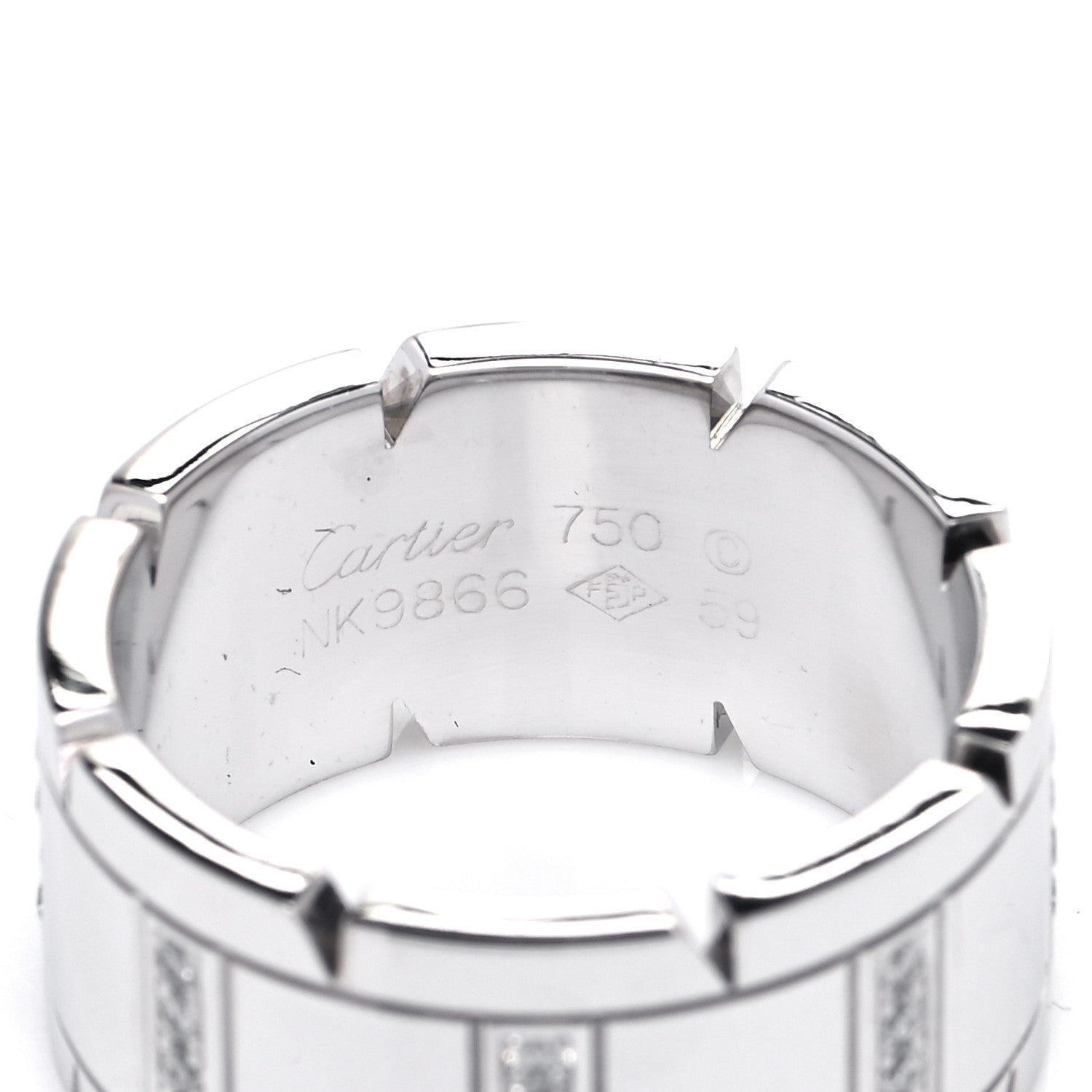 Cartier 18K White Gold Diamond 11mm Tank Francaise Ring 59 8.75 3 of 4