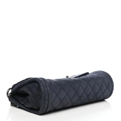 Chanel Washed Lambskin Quilted Studded CC Flap Blue Black 3 of 4