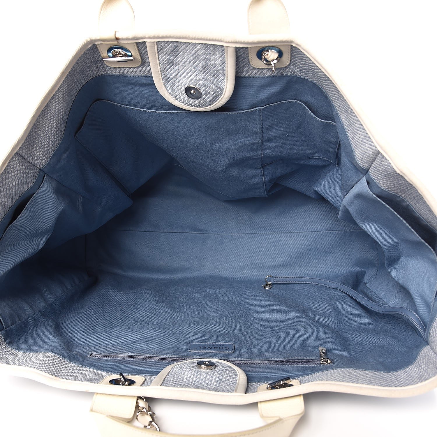 Chanel Canvas Extra Large Deauville Tote Light Blue 6 of 18